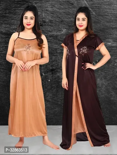 Comfy Satin Night Dress Set-thumb0