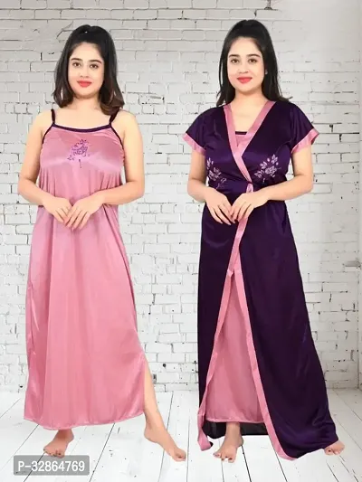 Comfy Satin Night Dress Set-thumb0