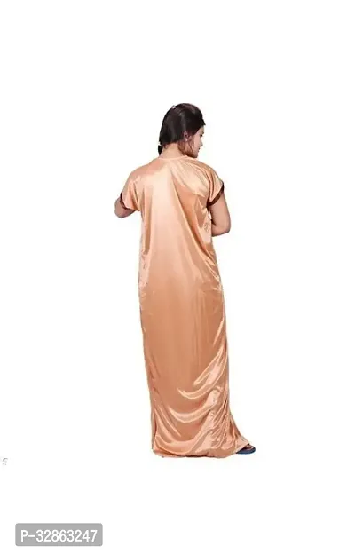 Elegant Satin Embroidered Nighty with Robe for Women-thumb3