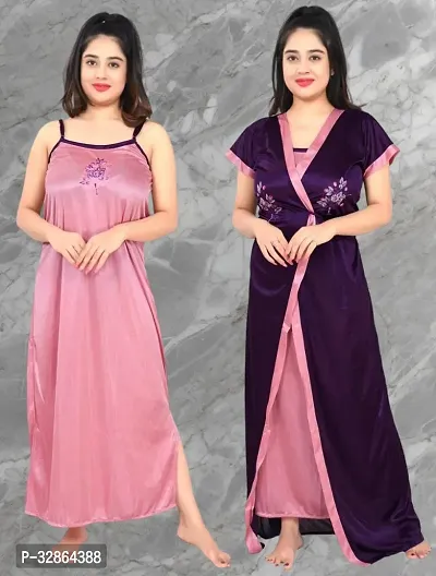 Comfy Satin Night Dress Set-thumb0