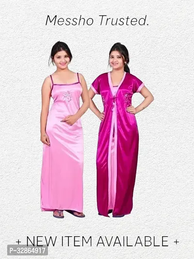 Comfy Satin Night Dress Set-thumb0