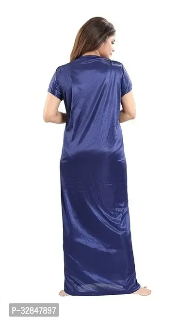 Elegant Satin Embroidered Nighty with Robe for Women-thumb4