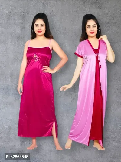 Comfy Satin Night Dress Set-thumb0