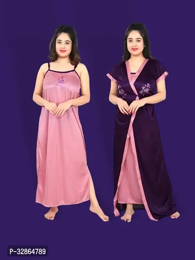 Comfy Satin Night Dress Set-thumb0