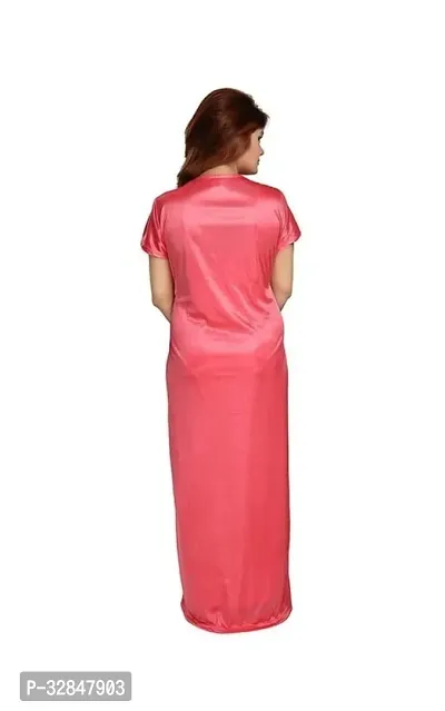 Elegant Satin Embroidered Nighty with Robe for Women-thumb3