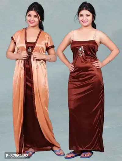 Comfy Satin Night Dress Set-thumb0