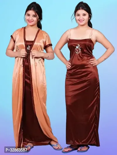 Comfy Satin Night Dress Set-thumb0