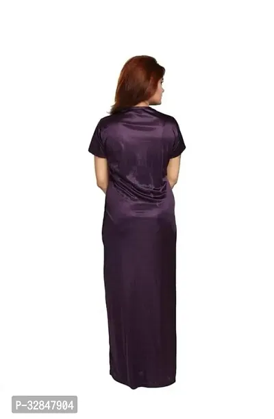 Elegant Satin Embroidered Nighty with Robe for Women-thumb3