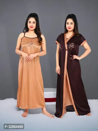 Comfy Satin Night Dress Set-thumb0