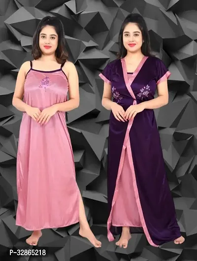 Comfy Satin Night Dress Set-thumb0