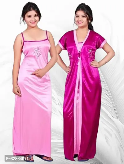 Comfy Satin Night Dress Set-thumb0