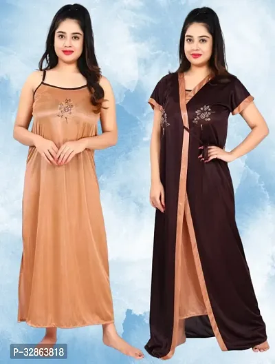 Comfy Satin Night Dress Set-thumb0