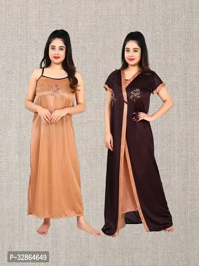 Comfy Satin Night Dress Set-thumb0