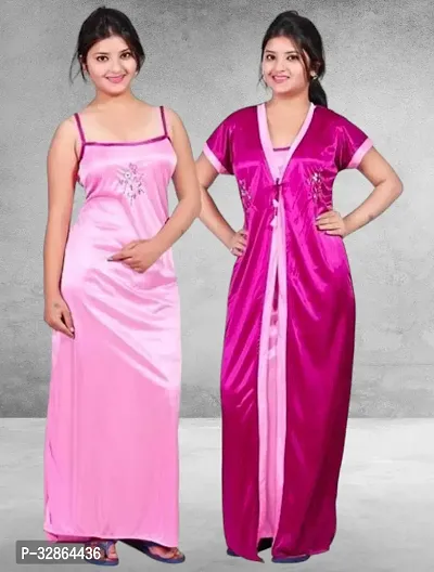 Comfy Satin Night Dress Set-thumb0