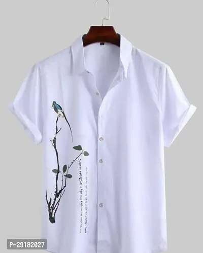 Reliable White Cotton Lycra Printed Casual Shirt For Men-thumb0