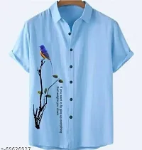 Trendy Blue Lycra Blend Printed Casual Shirt For Men-thumb1