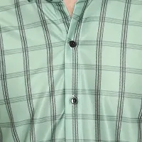 Reliable Green Cotton Blend Checked Casual Shirt For Men-thumb1