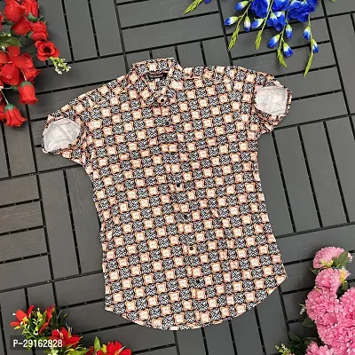 Reliable Peach Polyester Blend Printed Casual Shirt For Men-thumb0