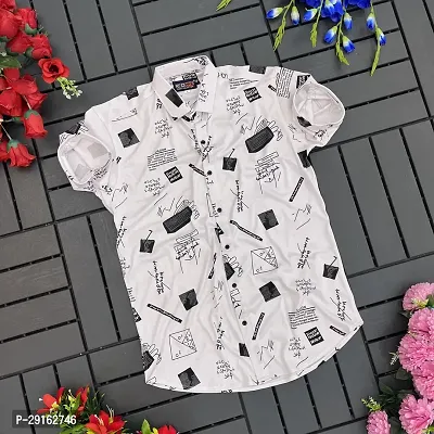 Reliable White Polyester Blend Printed Casual Shirt For Men-thumb0