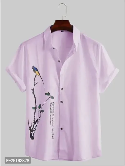 Reliable Purple Cotton Blend Printed Casual Shirt For Men-thumb0