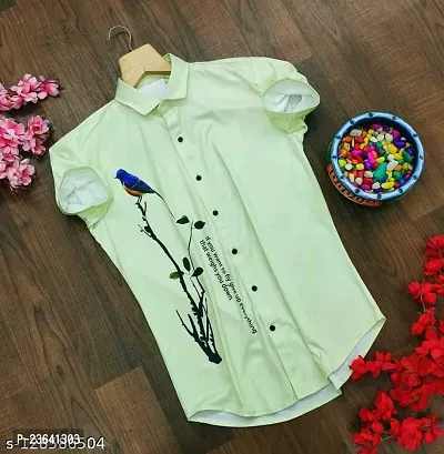 Trendy Green Lycra Blend Printed Casual Shirt For Men-thumb0