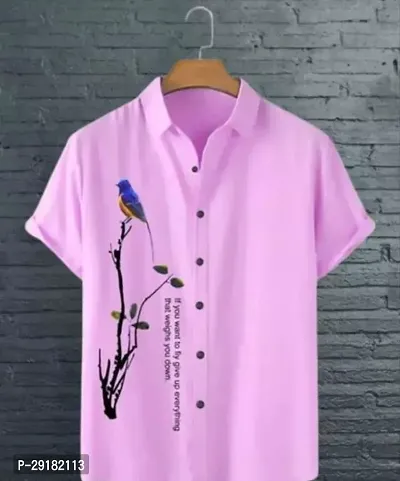 Reliable Pink Lycra Blend Printed Casual Shirt For Men-thumb0