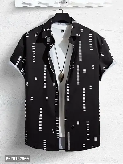 Reliable Black Polyester Blend Printed Casual Shirt For Men-thumb0