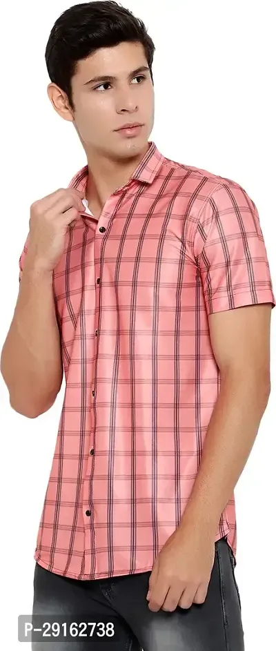 Reliable Pink Cotton Blend Checked Casual Shirt For Men-thumb0