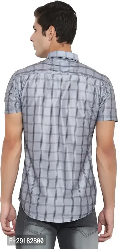 Reliable Grey Cotton Blend Checked Casual Shirt For Men-thumb2