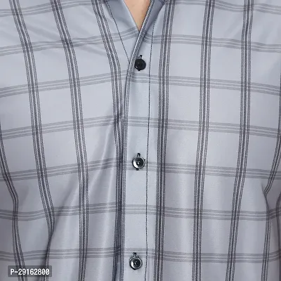 Reliable Grey Cotton Blend Checked Casual Shirt For Men-thumb4