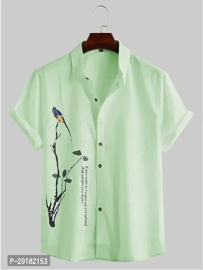 Reliable Green Cotton Lycra Printed Casual Shirt For Men-thumb0