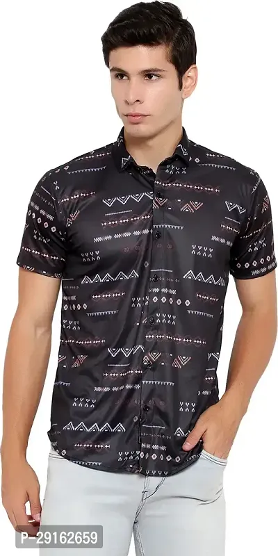 Reliable Black Cotton Blend Printed Casual Shirt For Men