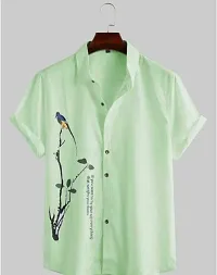 Trendy Green Lycra Blend Printed Casual Shirt For Men-thumb1