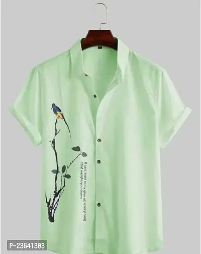 Trendy Green Lycra Blend Printed Casual Shirt For Men-thumb2