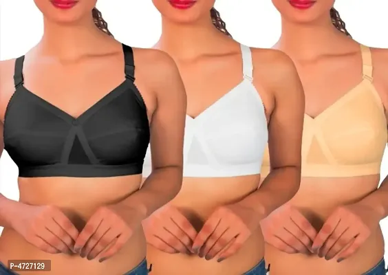 Raylo cotton bra white skin black bra pack of 3-thumb0