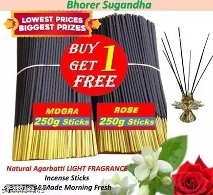 Sugandhit premium 500 Gram Gulab Rose and mogra Agarbatti Incence Sticks Non Toxic-thumb0