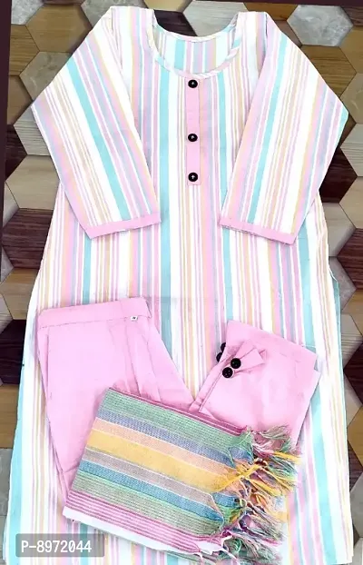 Multicoloured Khadi Cotton Striped Kurtas For Women