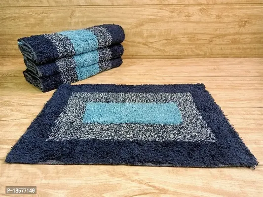 JAVSON Cotton Doormat 15x23 inch Blue