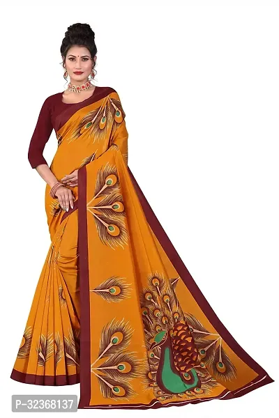 Beautiful Polycotton Printed Women Saree without Blouse piece-thumb0