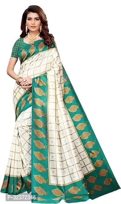 Stunning Polycotton Checked Women Saree without Blouse piece-thumb0