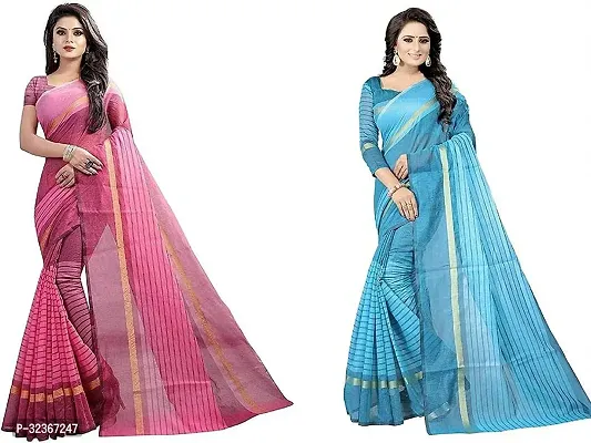 Beautiful Polycotton Printed Women Saree without Blouse piece-Pack Of 2