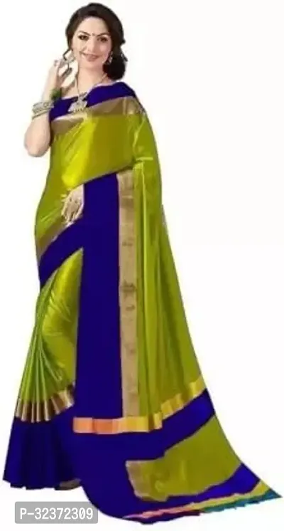 Stunning Polycotton Colourblocked Women Saree without Blouse piece-thumb0