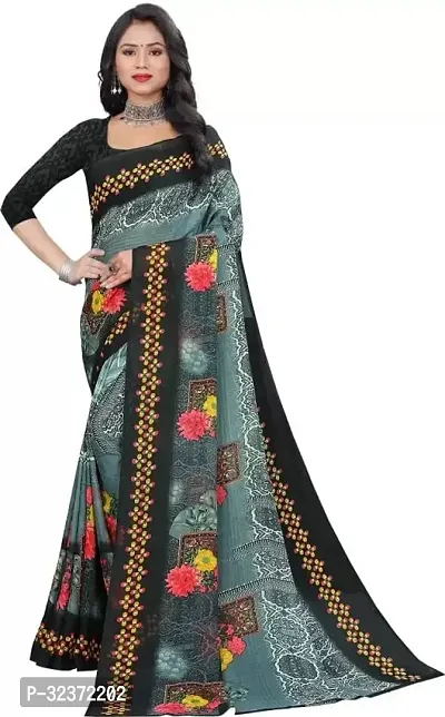 Stunning Polycotton Printed Women Saree without Blouse piece-thumb0