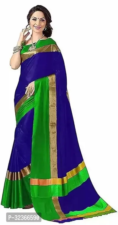 Beautiful Polycotton Zari Women Saree without Blouse piece-thumb0