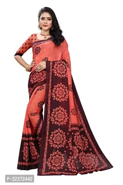 Stunning Polycotton Printed Women Saree without Blouse piece-thumb0