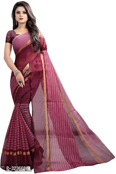 Beautiful Polycotton Striped Women Saree without Blouse piece-thumb0