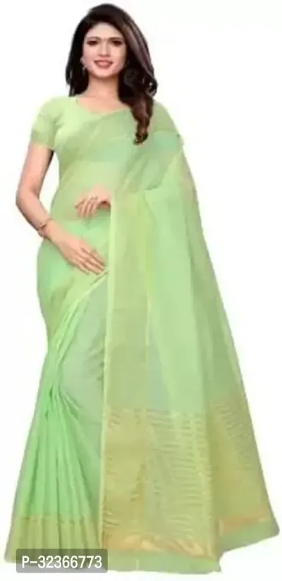 Beautiful Polycotton Zari Women Saree without Blouse piece-thumb0