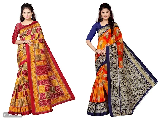 Beautiful Polycotton Printed Women Saree without Blouse piece-Pack Of 2-thumb0