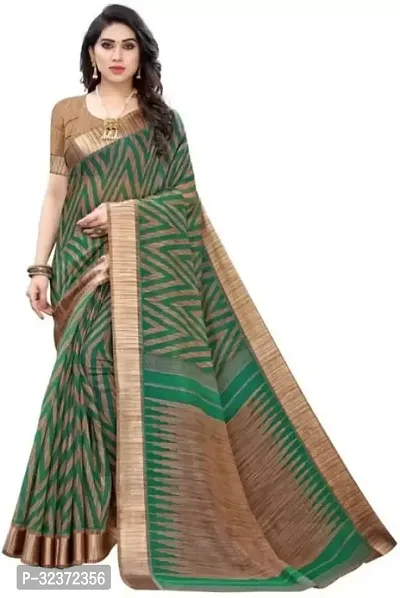 Stunning Polycotton Striped Women Saree without Blouse piece-thumb0