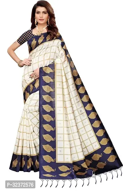 Stunning Polycotton Checked Women Saree without Blouse piece-thumb0